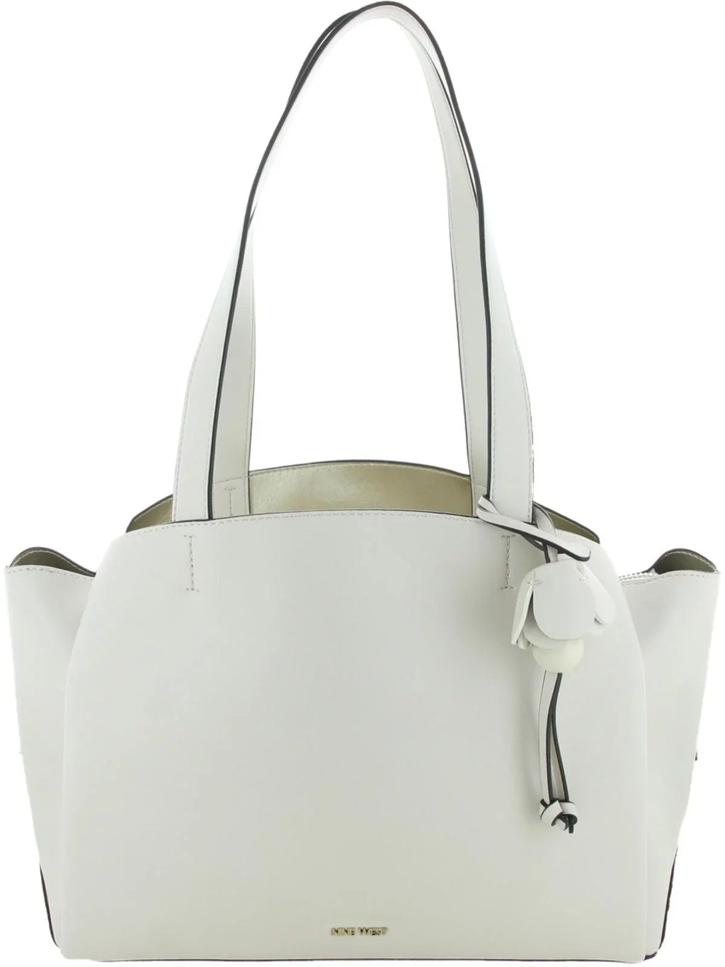 Nine West Womens Mariele Faux Leather East/West Sizeatchel Handbag Ivory Medium