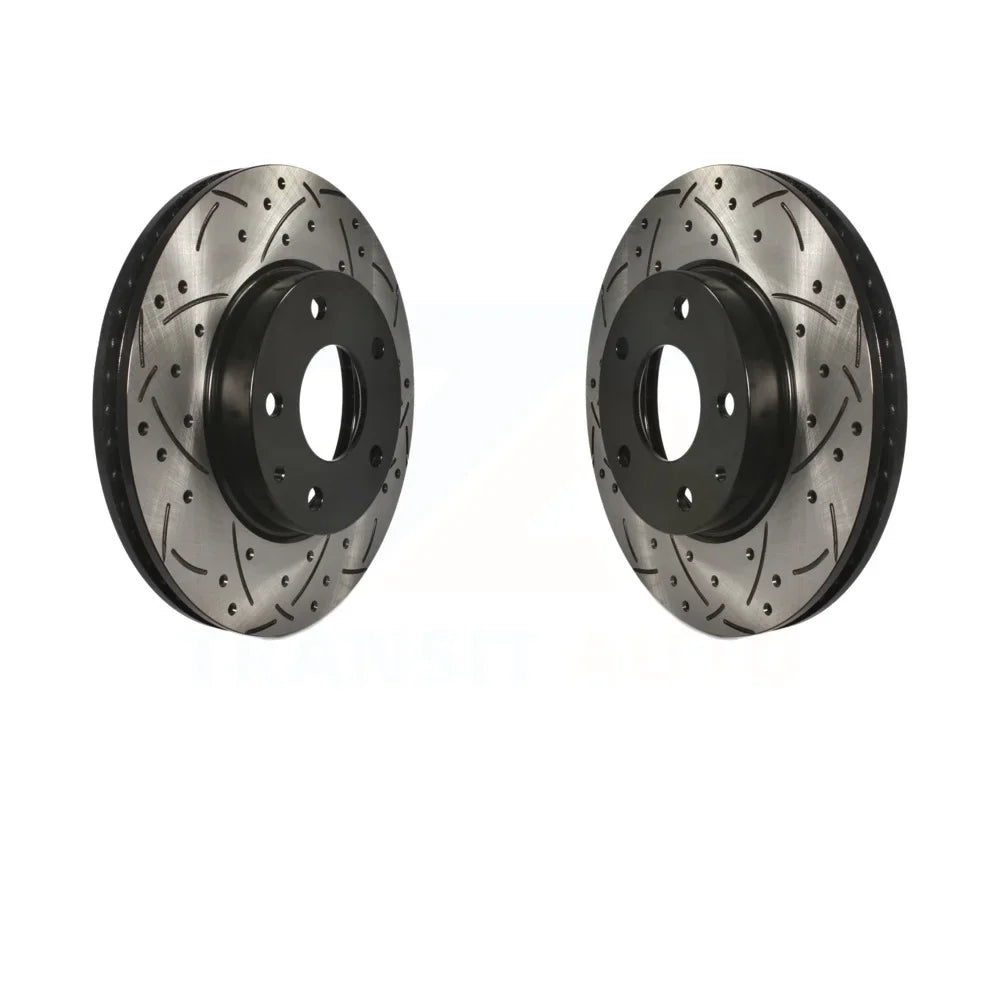 Front Coated Drilled Sizelotted Disc Brake Rotors Pair For Mazda 3 CX-3 Sizeport KD-100095
