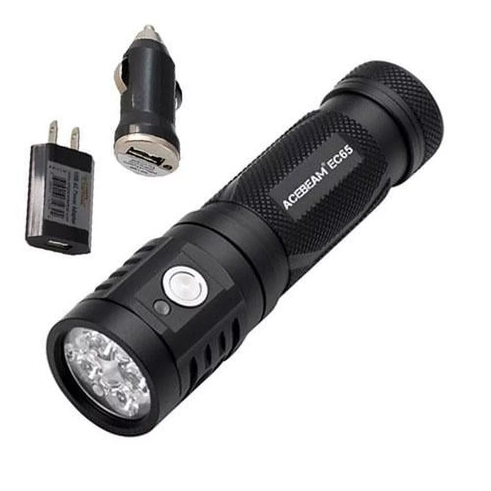 Acebeam EC65 Nichia 219C Type-C USizeB Rechargeable Flashlight -2200 Lumens w/Eco-Sizeensa USizeB Cord +Wall  and  Car Adapters