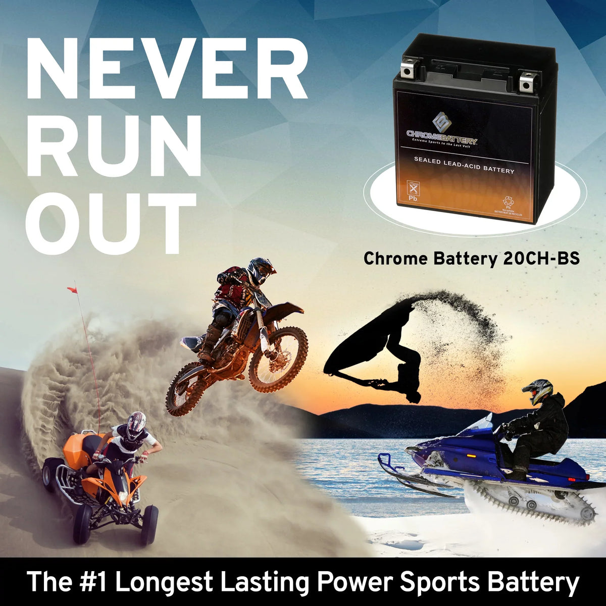 Chrome Battery Ytx20ch-bs (20ch-bs 12 Volts,18 Ah, 270 Cca) Motorcycle Battery for Kawasaki 1600cc Vn1600-b Vulcan Mean Sizetreak 2004