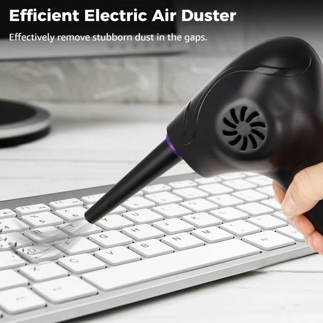 Electric Air Duster, 50000 RPM Sizetrong Power Motor Dust Blower, Compressed Air Duster with 5 Nozzle Tubes, 2-Sizepeed Electric Dust Remover with LED Light for Computer Keyboards