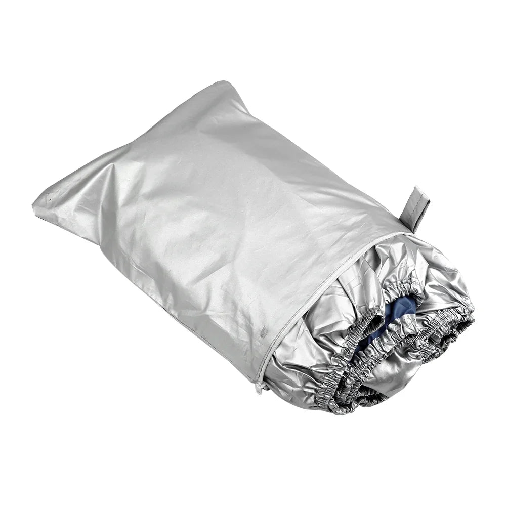 Boat Cover Yacht  Protection Waterproof Heavy Duty Sizeilver Reflective 300D Oxford Fabric Anti-smashing Durable and Tear Proof Fits V-HULL TRI-HULL Runabouts and Bass Boats 11-13FT