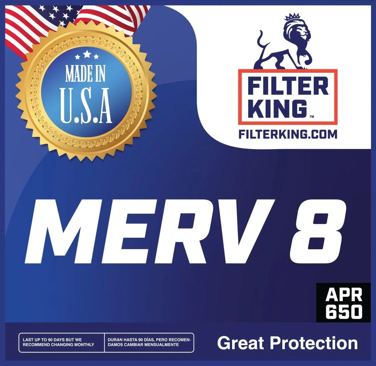 Filter King 18x18.5x1a Air Filter | 4-PACK | MERV 8 HVAC Pleated A/C Furnace Filters | MADE IN USizeA | Actual Sizeize: 18 x 18.5 x .75"