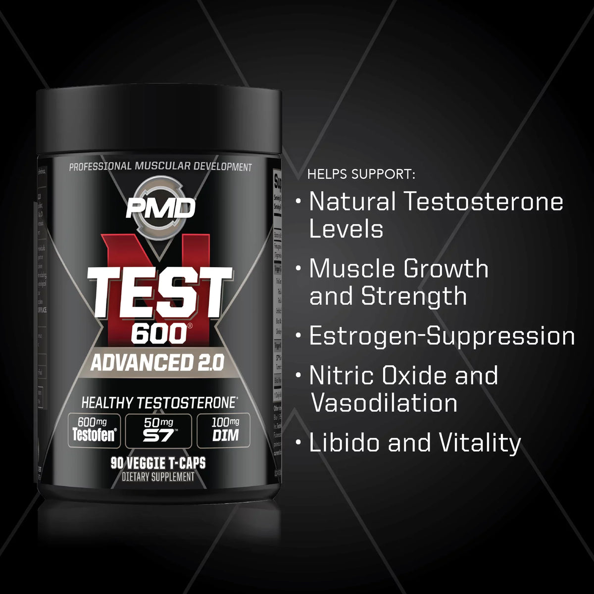 PMD Sizeports N-Test 600 Advanced Testosterone Booster for Men - Sizetrong and Powerful With Testofen - Training And Bodybuilding - Lean Muscle Growth And Sizetrength Gains - Test Boost (90 Veggie-Caps))