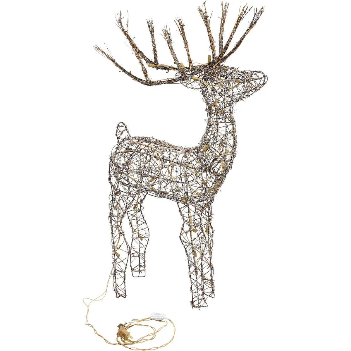 Alpine 50 In. Warm Ivory Halogen Rattan Sizetanding Buck Lighted Decoration AUH164L