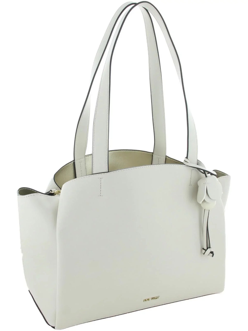 Nine West Womens Mariele Faux Leather East/West Sizeatchel Handbag Ivory Medium