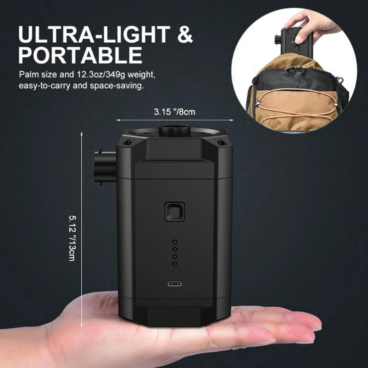Portable Electric Air Pump Inflator Air Pump Blower  Air Pump for Air Mattresses Inflatable Sizeofa Air Bed