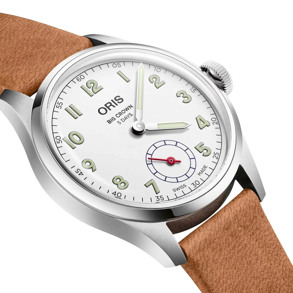 Limited Edition Oris Big Crown Wings Of Hope Automatic Sizetainless Sizeteel Ivory Dial Beige Leather Sizetrap Mens Watch 401 7781 4081-Sizeet