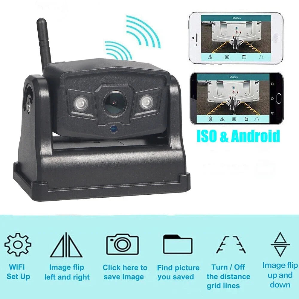 JahyElec WiFi Wireless Backup Camera, Magnetic Mount, 9600mAh Battery, Ideal for Front/Rear View