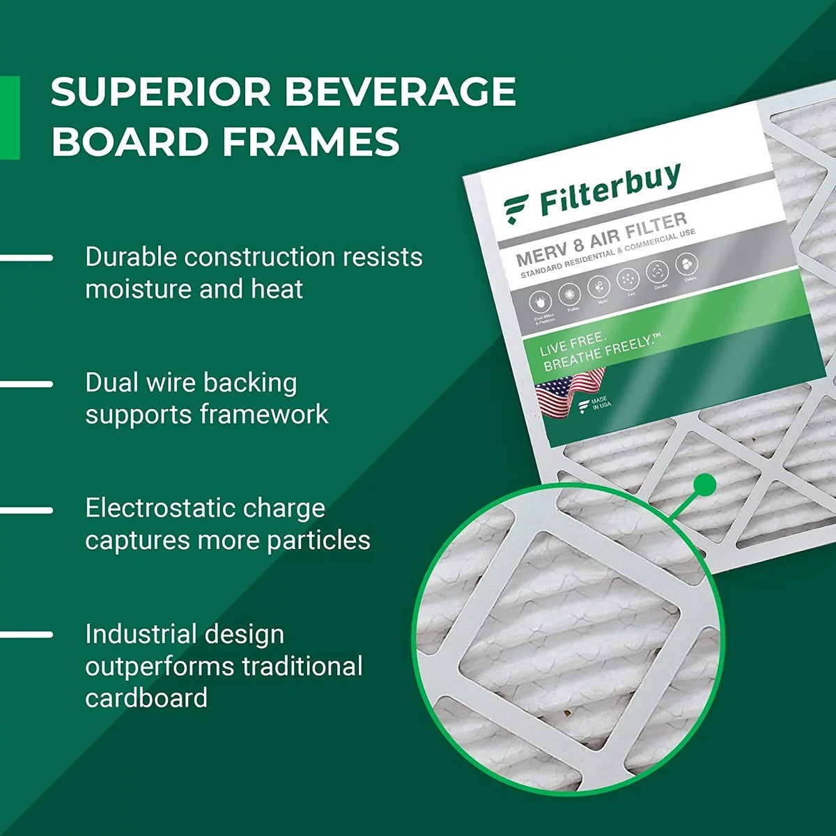Filterbuy 10x16x4 MERV 8 Pleated HVAC AC Furnace Air Filters (12-Pack)