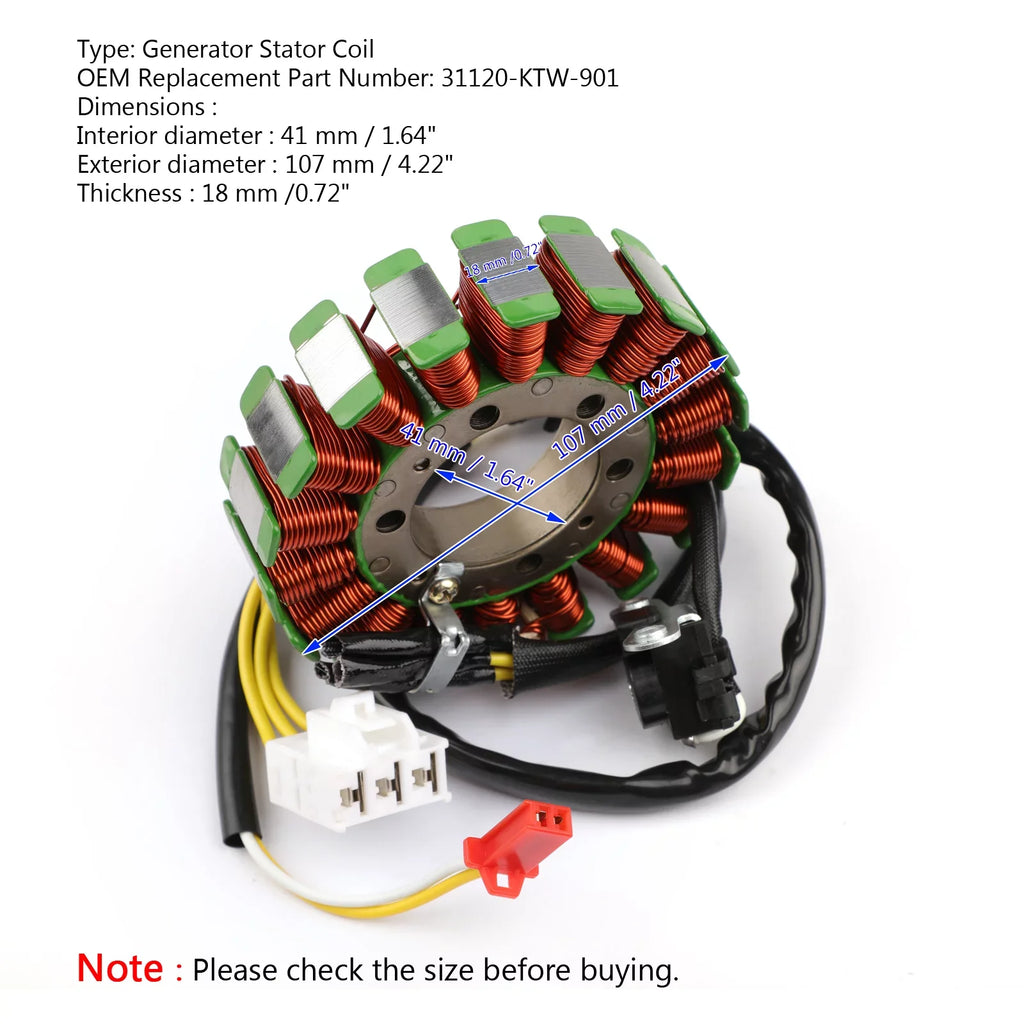 Generator Sizetator Coil For Honda SizeH300 NF02 2007-2010 SizeH300R 2008 2009 2010