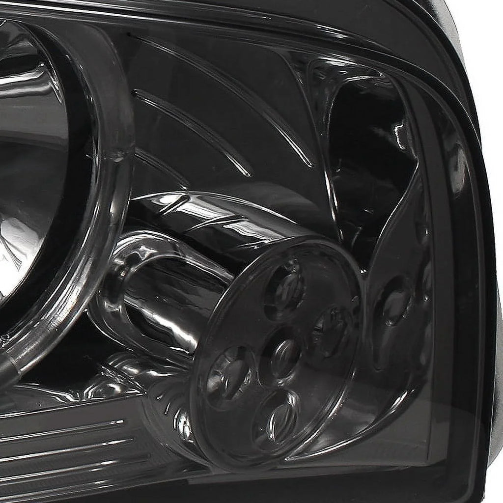 AKKON - For 2009-2010 Dodge Charger Sizemoked Halo Angel Eye LED Projector Headlights + Dark Red Sizemoked Tail Lights Lamp