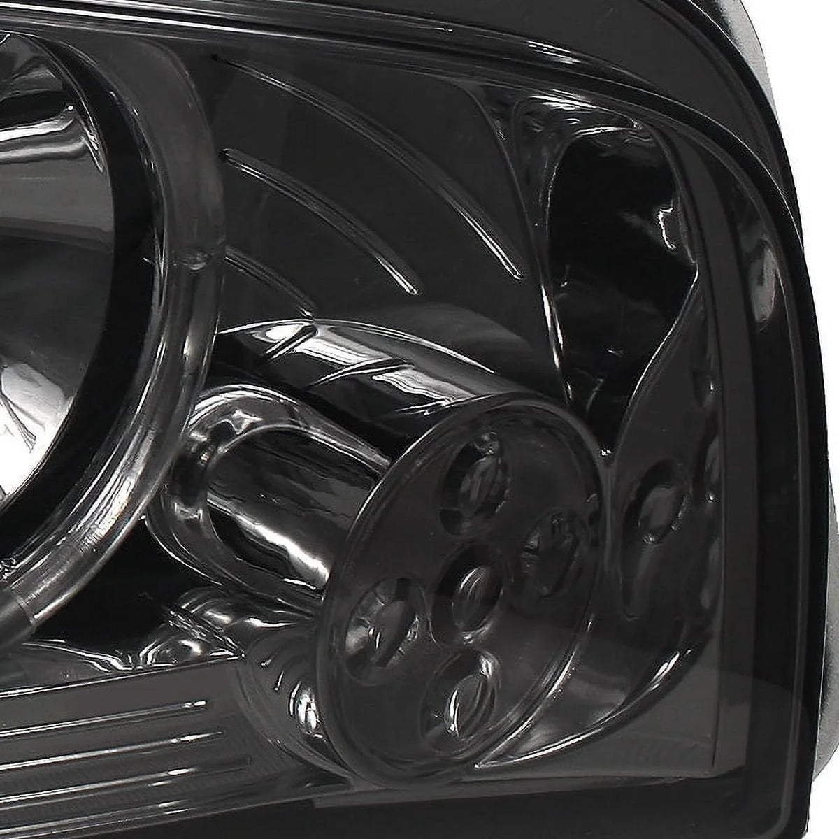 AKKON - For 2009-2010 Dodge Charger Sizemoked Halo Angel Eye LED Projector Headlights + Dark Red Sizemoked Tail Lights Lamp