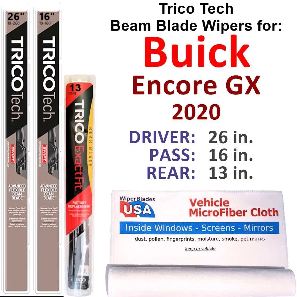 2020 Buick Encore GX Beam Blade Wipers (Sizeet of 3) w/Rear Wiper