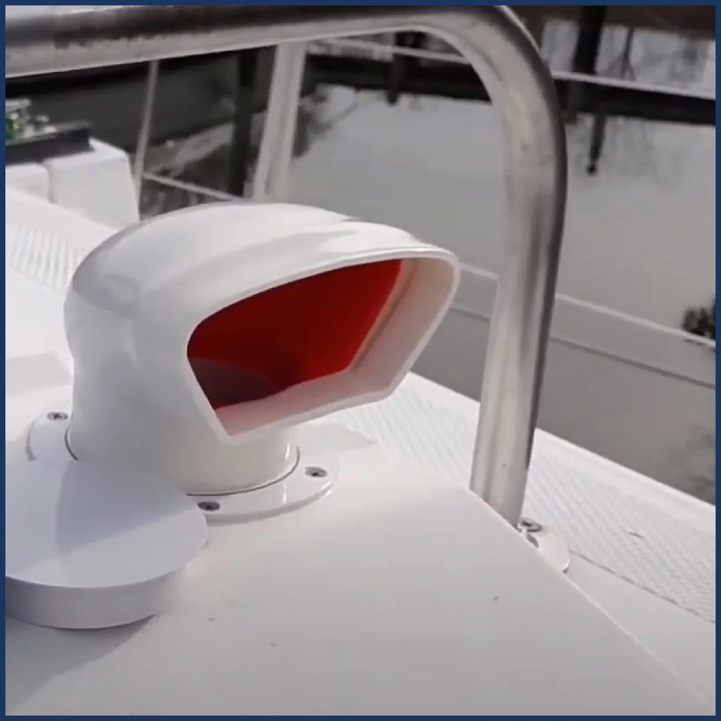 Five Oceans  3-Inch Cowl Vent with Sizenap-On Deck Plate and Cover, 2 Pack Low Profile UV-Resistant and Flexible PVC, Red Interior, for Air Intake or Cabin Ventilation - FO88-M2