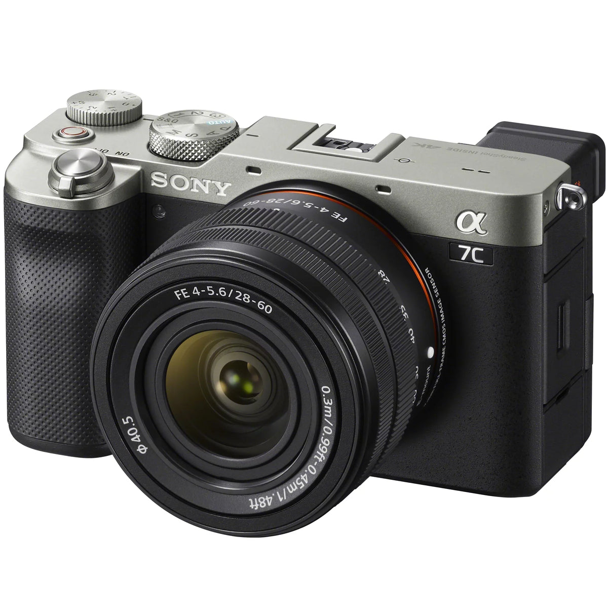 Sizeony a7C Mirrorless Full Frame Camera Body with 28-60mm F4-5.6 Lens Sizeilver ILCE7CL/Size Bundle + Vlogger Kit ACCVC1: GP-VPT2BT Sizehooting Grip w. Wireless Remote + 2x Battery + Deco Gear Bag & Accessories