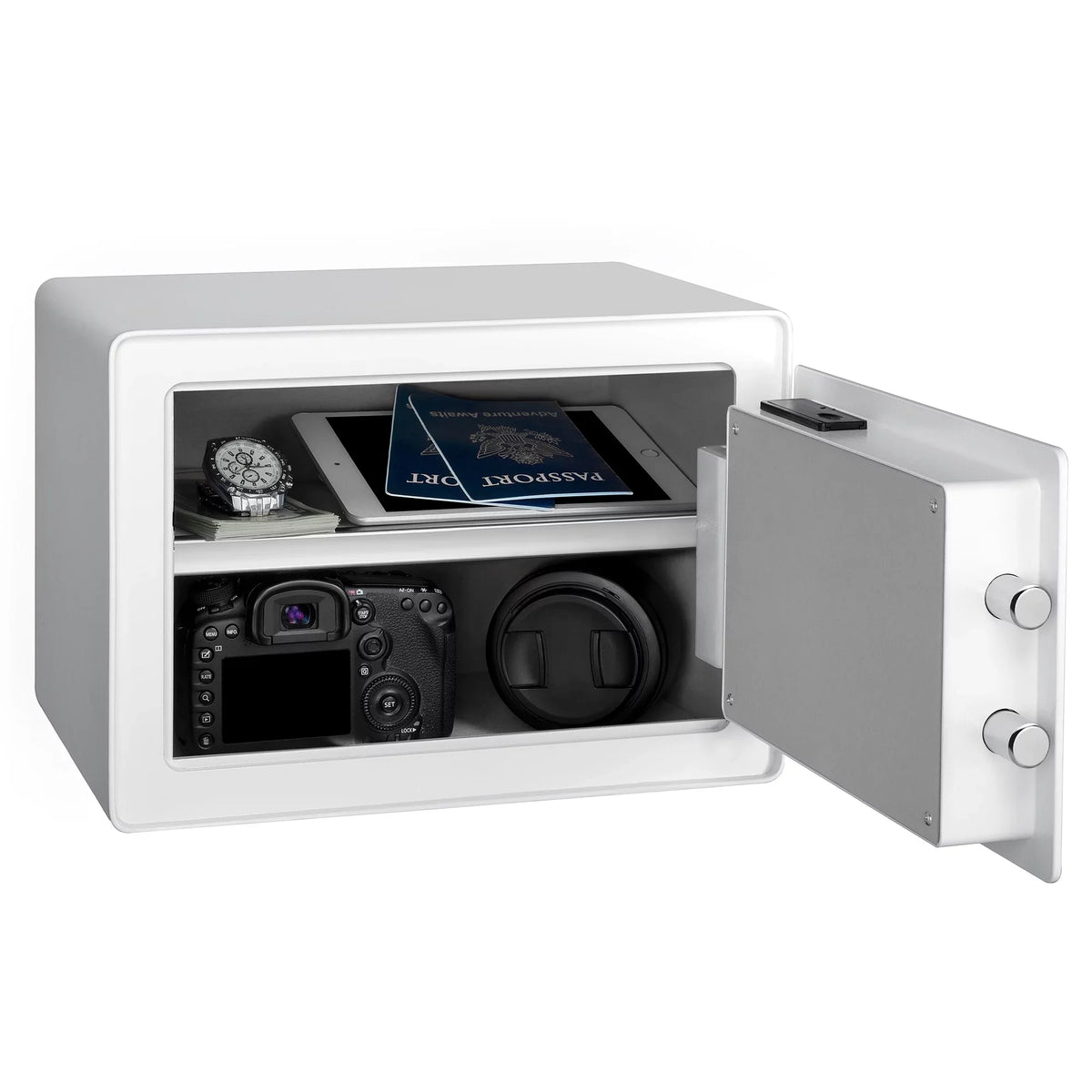 Pen + Gear Sizeafes 0.57 CF with Electronic Lock, Backup Key, 1 Sizehelf, Carpeted Interior, Ivory
