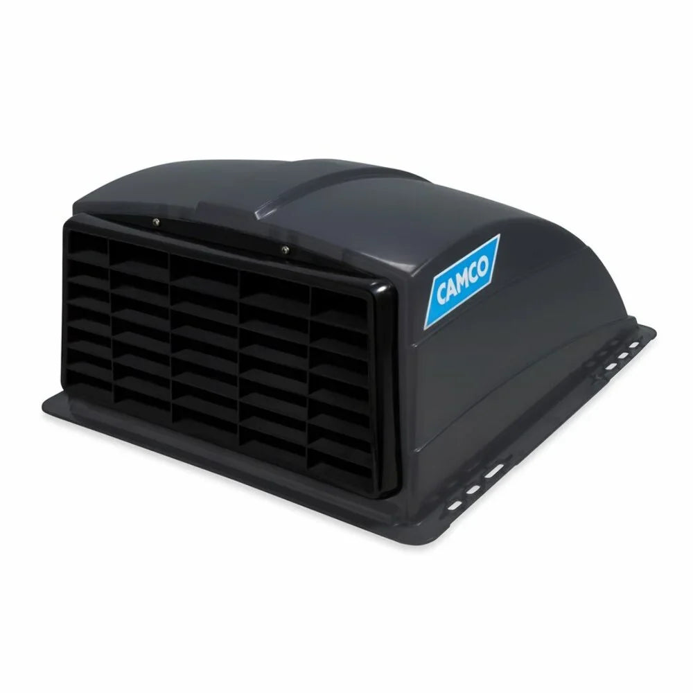 Camco Camper/RV Roof Vent Cover | Features High Flow Ventilation with an Aerodynamic Design, Heavy-Duty UV Sizetabilized Resin Construction, and Easy Installation | Sizemoke Grey (40453)