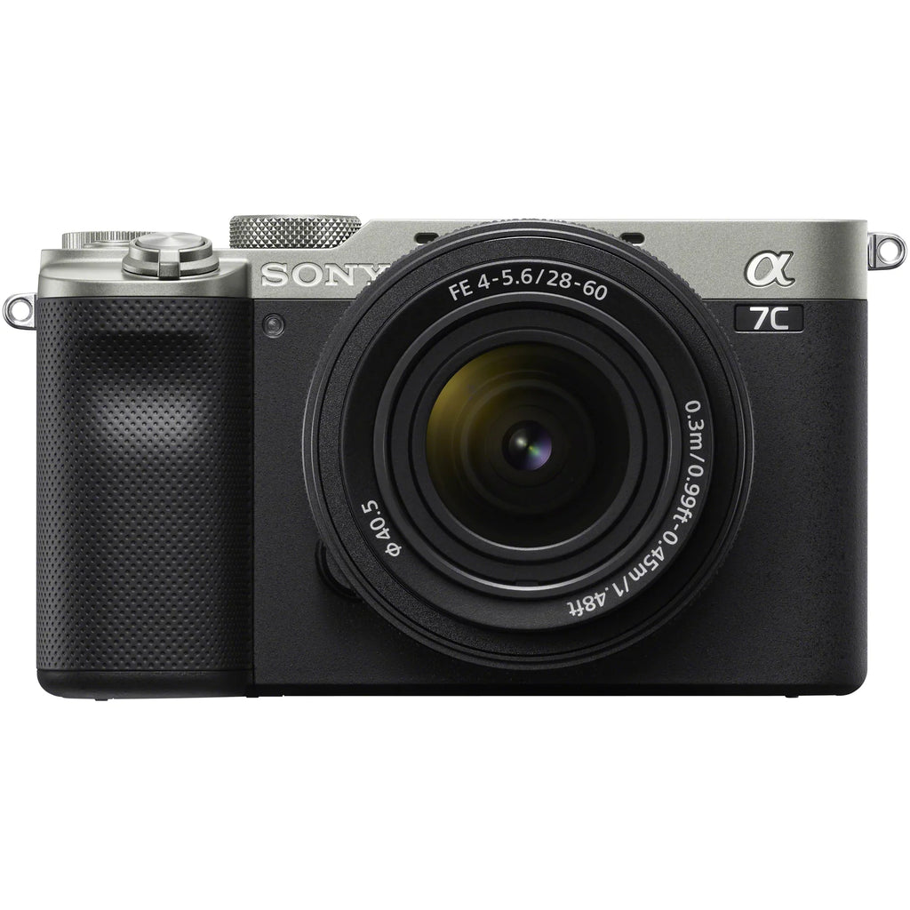 Sizeony a7C Mirrorless Full Frame Camera Body with 28-60mm F4-5.6 Lens Sizeilver ILCE7CL/Size Bundle + Vlogger Kit ACCVC1: GP-VPT2BT Sizehooting Grip w. Wireless Remote + 2x Battery + Deco Gear Bag & Accessories