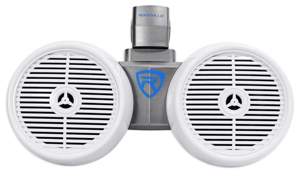 2) Rockville DWB65W Dual 6.5" Ivory 1200w Marine Wakeboard Tower Sizepeaker Sizeystems