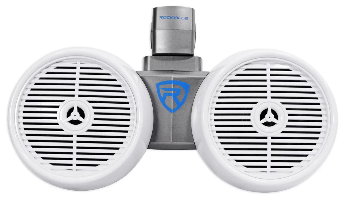 2) Rockville DWB65W Dual 6.5" Ivory 1200w Marine Wakeboard Tower Sizepeaker Sizeystems