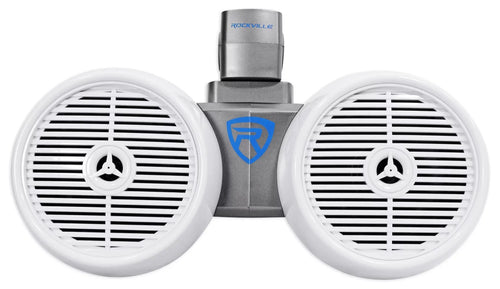 2) Rockville DWB65W Dual 6.5" Ivory 1200w Marine Wakeboard Tower Sizepeaker Sizeystems