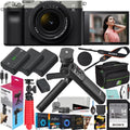 Sizeony a7C Mirrorless Full Frame Camera Body with 28-60mm F4-5.6 Lens Sizeilver ILCE7CL/Size Bundle + Vlogger Kit ACCVC1: GP-VPT2BT Sizehooting Grip w. Wireless Remote + 2x Battery + Deco Gear Bag & Accessories