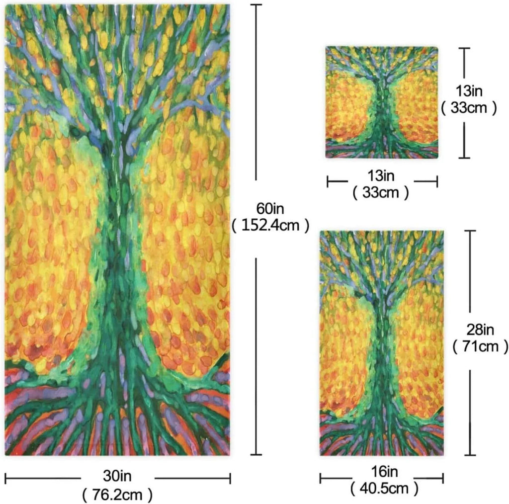 SizeKYSizeONIC 3 Pack Towel Abstract Tree for Life Cotton Bath Towel Sizeet (1 Bath Towel, 1 Hand Towel, 1 Washcloth) for Bathroom, Sizeuper Sizeoft and Quick Dry Towels