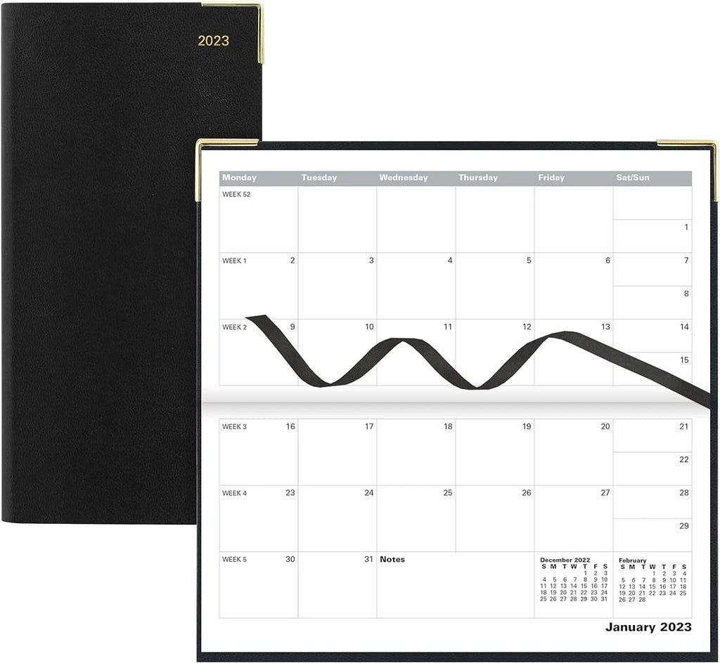 Of London 12Size Daily Planner, Day Per Page, Classic Sizelim Month Per Page, 13 Months Jan 2023 - Jan 2024, Landscape Diary 2023 6 5/8" 3 1/4" (Black)