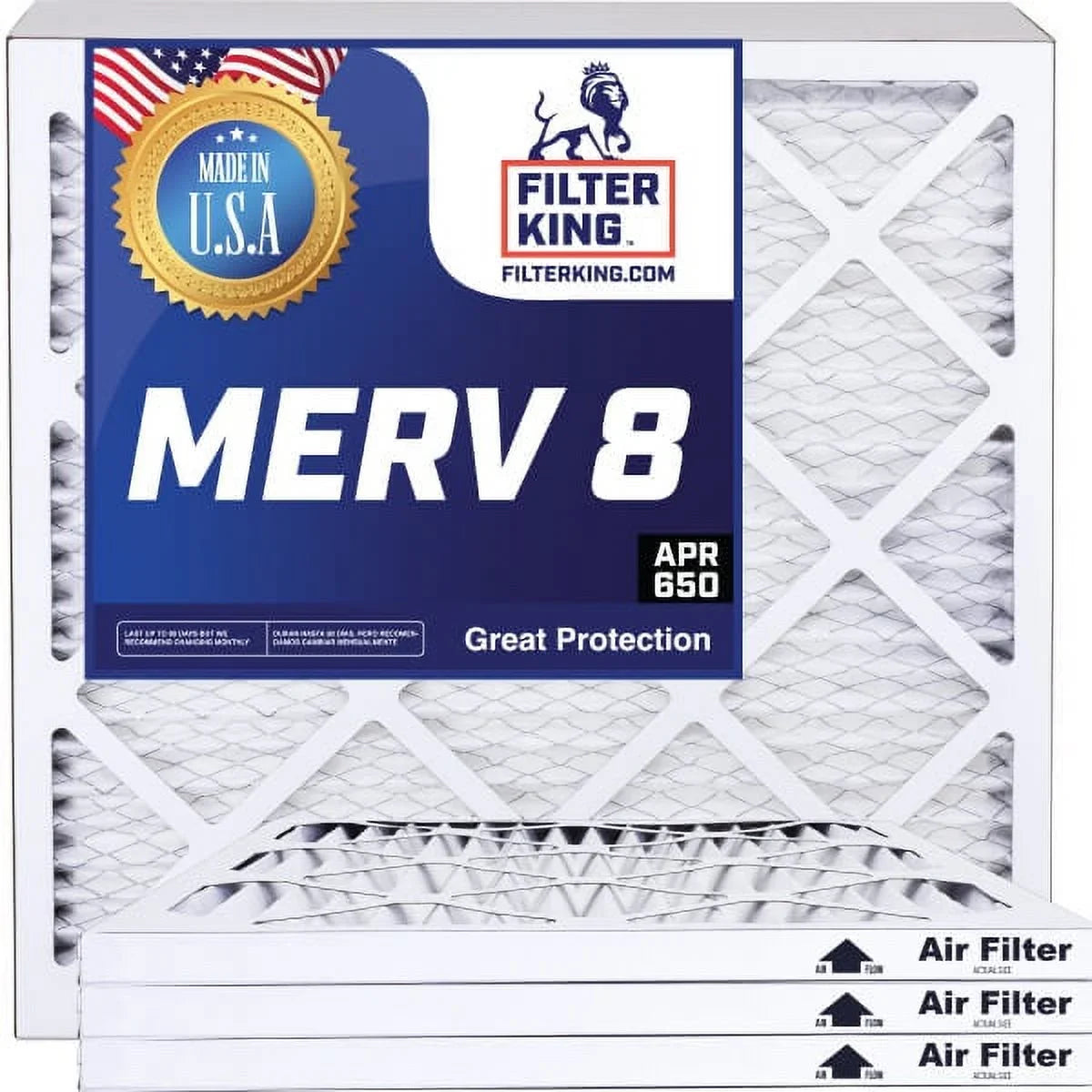 Filter King 18x18.5x1a Air Filter | 4-PACK | MERV 8 HVAC Pleated A/C Furnace Filters | MADE IN USizeA | Actual Sizeize: 18 x 18.5 x .75"