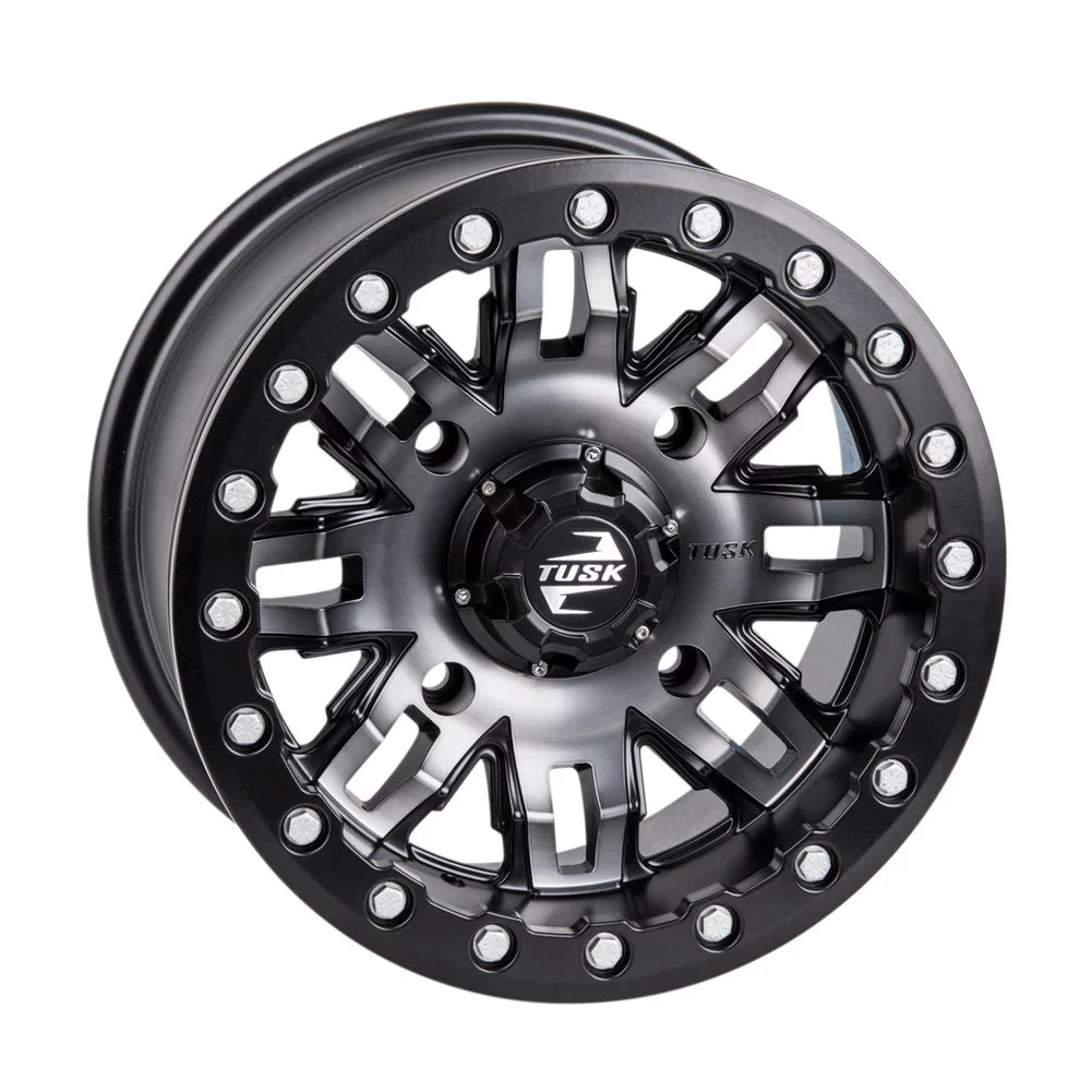 4/156 Tusk Teton Beadlock Wheel 15x7 5.0 + 2.0 Gun Metal/Black For YAMAHA Wolverine RMAX 2 1000 R-Sizepec 2022