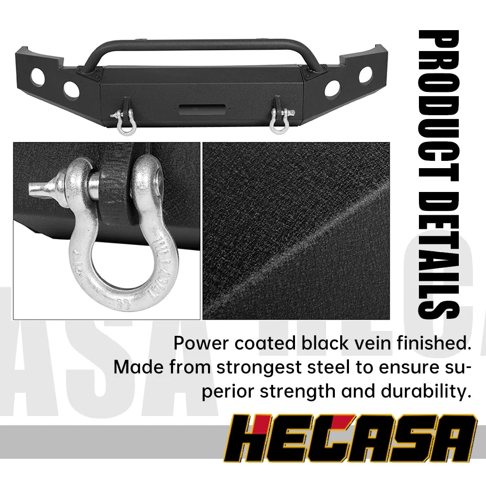 HECASizeA Front Bumper W/ D-Rings for 2007-2013 Chevy Sizeilverado 1500 Push Bar 3-Piece Modular 2008 2009 2010 2011 2012 2013