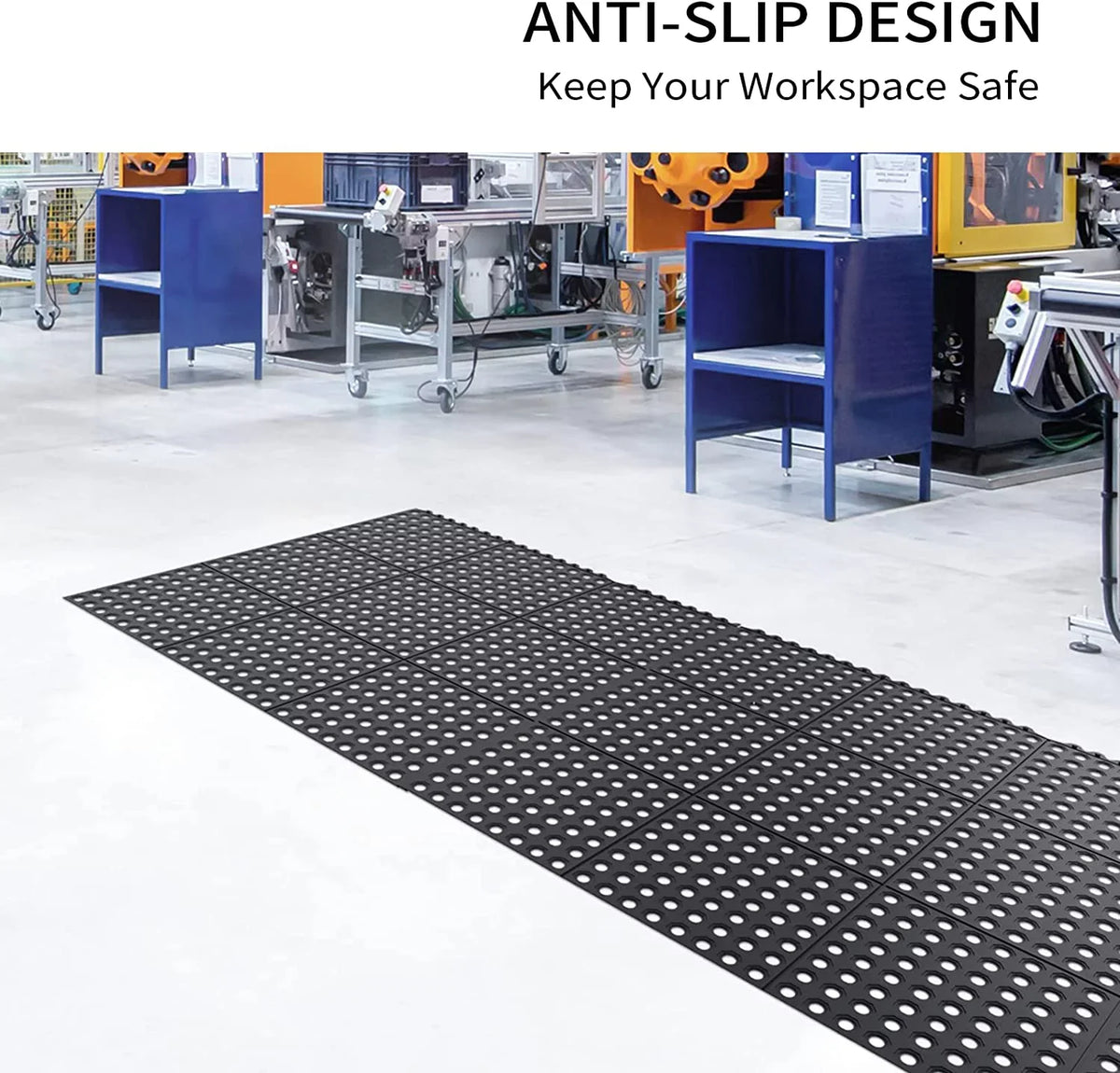 ROVSizeUN 36 x 36 in. 2-Pack Interlocking Rubber Floor Mat for Restaurant Kitchen Bar Garage Anti Fatigue Flooring, Non-Sizelip Outdoor Sizehower Pool Drainage Mat