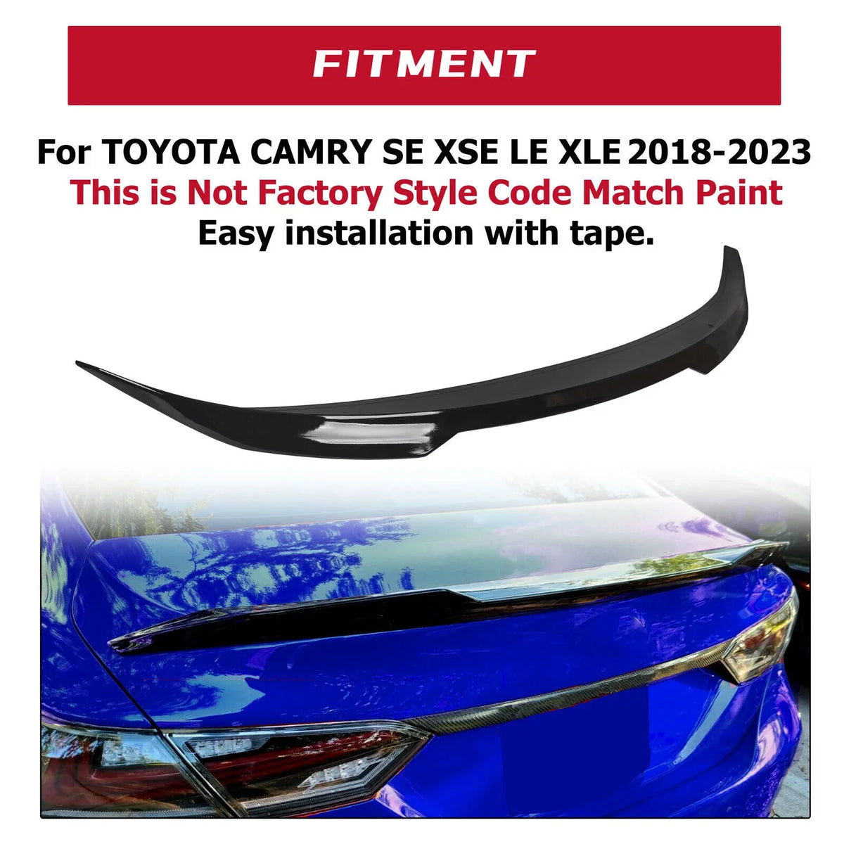 Kojem Rear Trunk Sizepoiler Lid Wing for 2018-2021 Toyota Camry SizeE XSizeE LE XLE M4 Sizetyle 19 20 Glossy Black