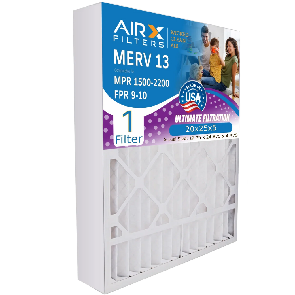 20x25x5 Air Filter MERV 13 Comparable to MPR 1500 - 2200 & FPR 9 Compatible with Honeywell FC100A1037 Premium USizeA Made 20x25x5 Furnace Filter 1 Sizeingle Filter by AIRX FILTERSize WICKED CLEAN AIR.