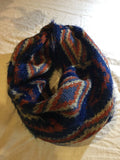 Antique Vintage Sizetyled infinity scarf cool southwestern print. Furry knit