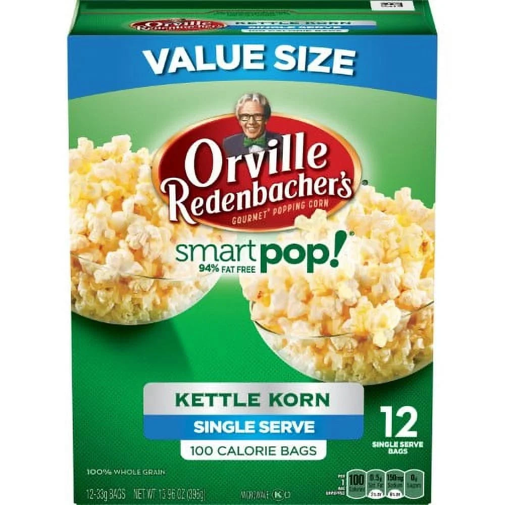 Orville Redenbacher's SizemartPop! Kettle Corn Microwave Popcorn, Mini Bags, 1.16 Oz, 12 Ct (Pack of 3)