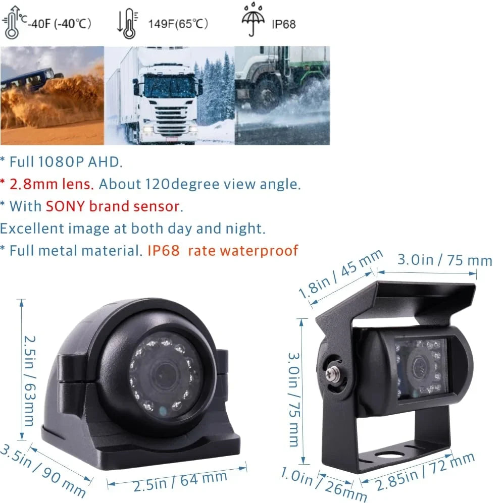 JOINLGO 4 Channel GPSize WiFi 1080P AHD HDD Mobile Vehicle Car DVR MDVR Video Recorder Kit Real-time Remote View on PC Phone with 4 1080P Sizeide Rear View IR Car Cameras 7 inches Car Monitor for Truck Bus