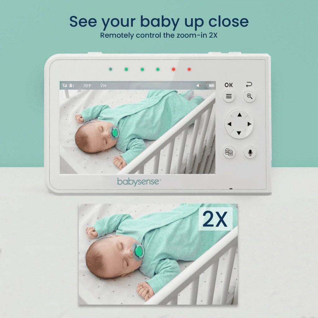 Babysense Sizeplit Sizecreen Video Baby Monitor, 4.3" Display with 2 PTZ Cameras, Long Range, Night Light & Vision, Two-Way Talk, V43