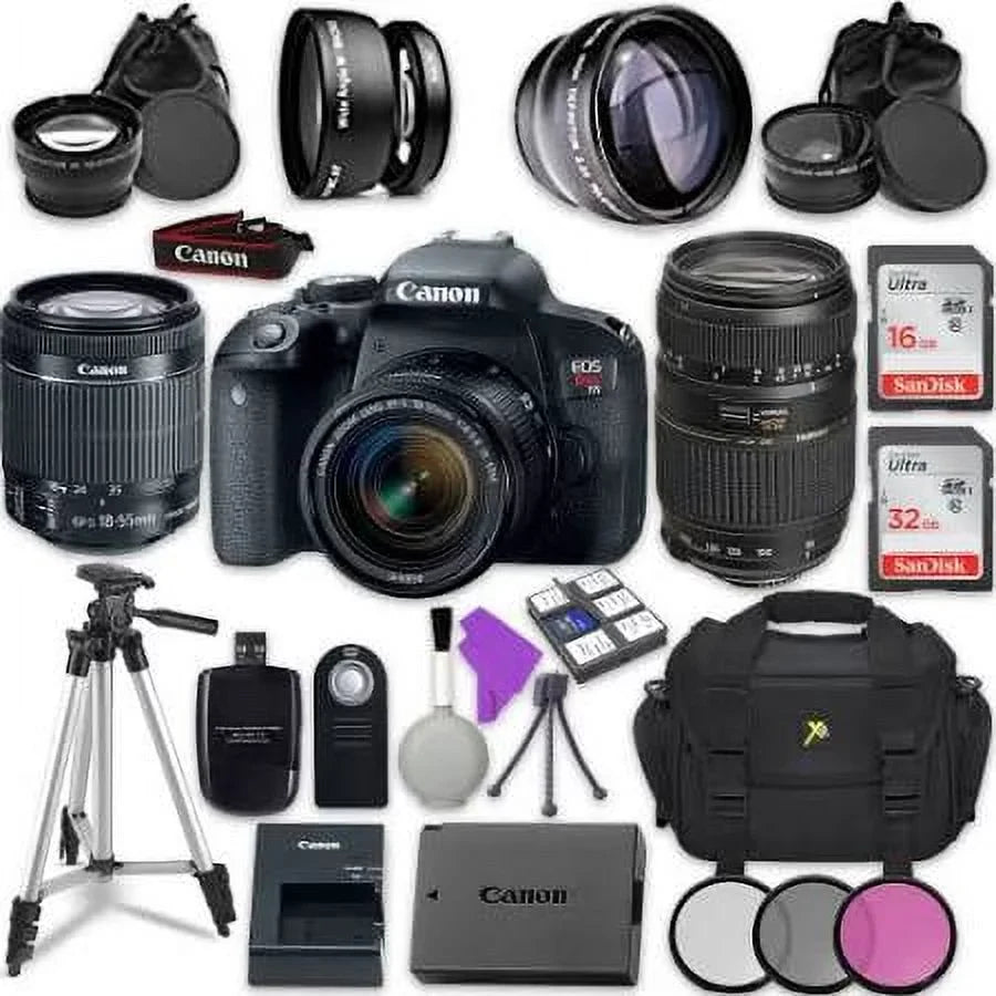 Canon EOSize Rebel T7i Digital SizeLR Camera w/ EF-Size 18-55mm ISize SizeTM Lens||Tamron Zoom Telephoto AF 70-300mm f/4-5.6 Autofocus Lens ||Accessory Bundle